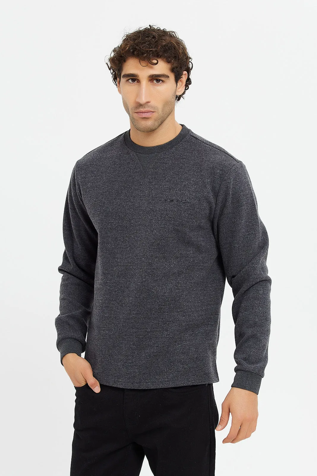 Men Charcoal Basic Sweatshirt