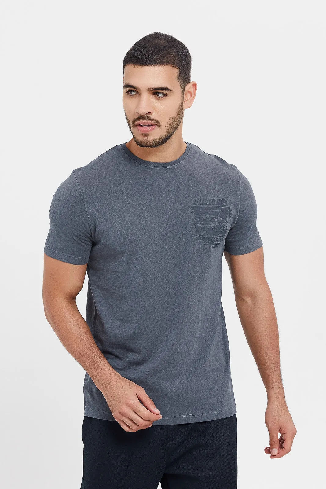 Men Charcoal Graphic T-Shirt