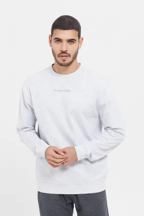 Men Ecru Embroidered Sweatshirt