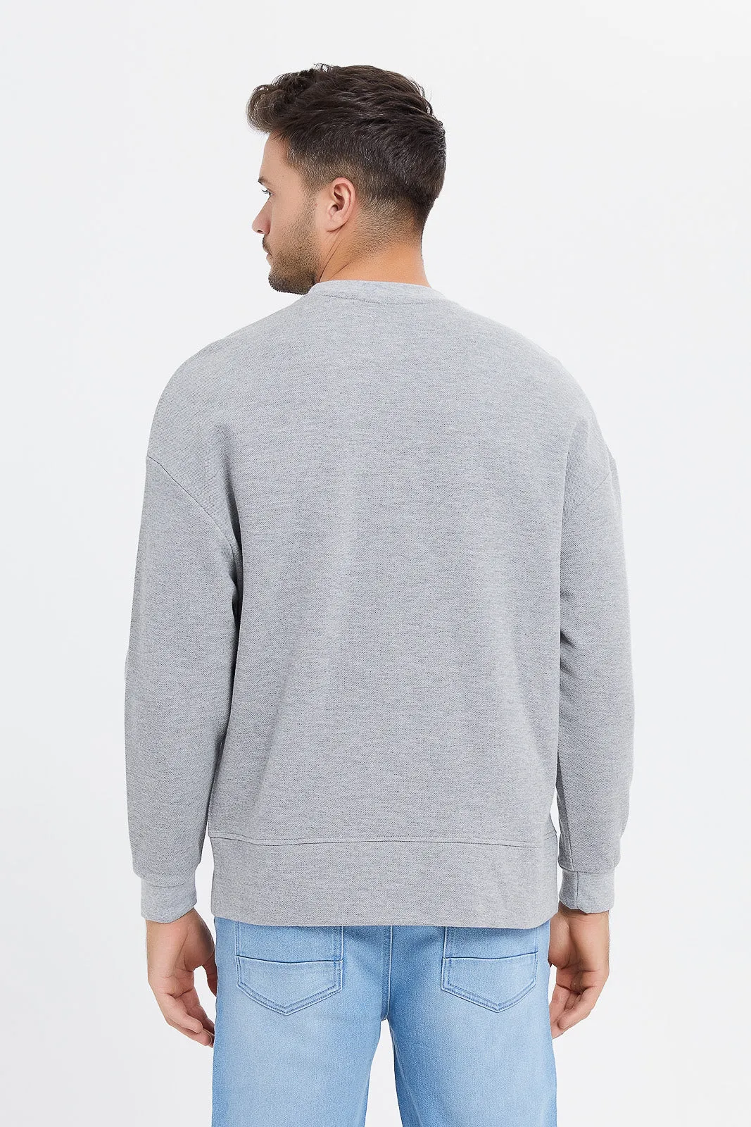 Men Grey Logo Print Sweatshirt