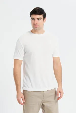 Men White Oversize Textured T-Shirt