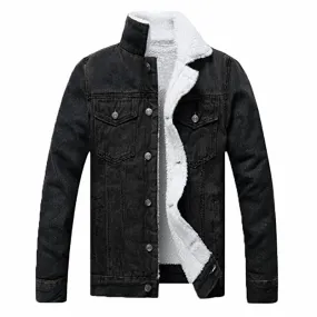 Men's Black Sherpa Denim Jacket