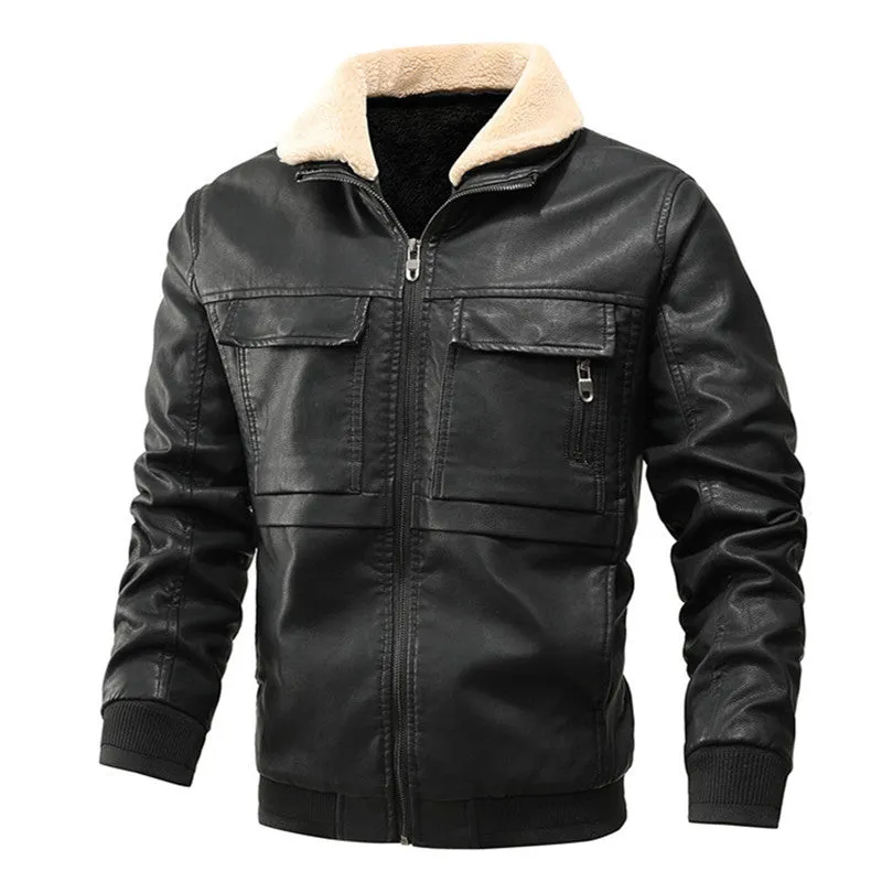 Men's Fashion Casual Zipper Slit Pocket Stand Collar Coat