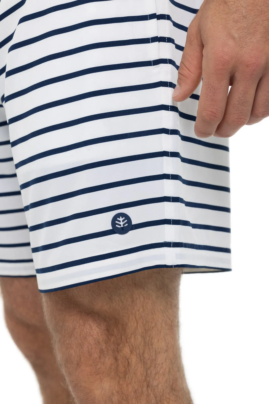 Men's Kahuna Swimming Shorts  |  White/Navy Stripe