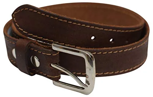 Men's Light Brown Full Grain Genuine Leather Classic Dress Belt with Removable Buckle