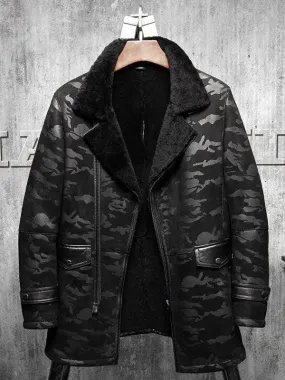 Men's Long Flying Fur Pilots Shearling Jacket Coat