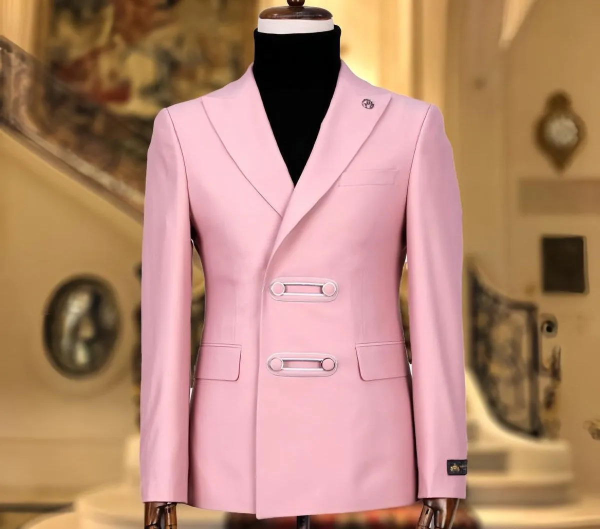 Men's Pink Double Breasted Suit