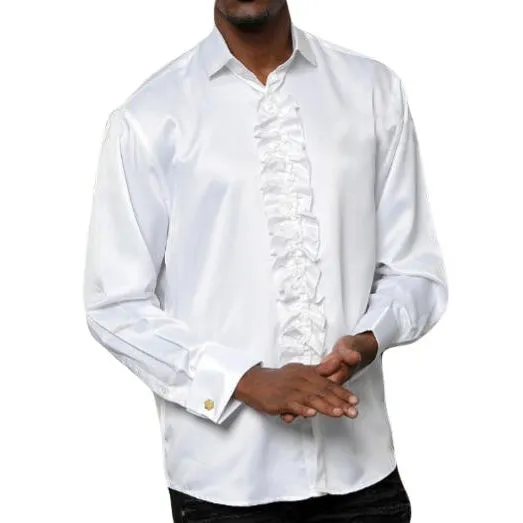 Men's Satin Ruffle Tuxedo Shirt