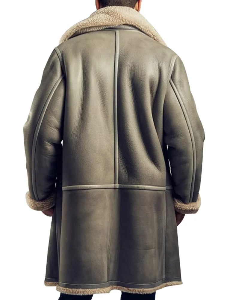 Men's Shearling-Lined Leather Aviator Coat