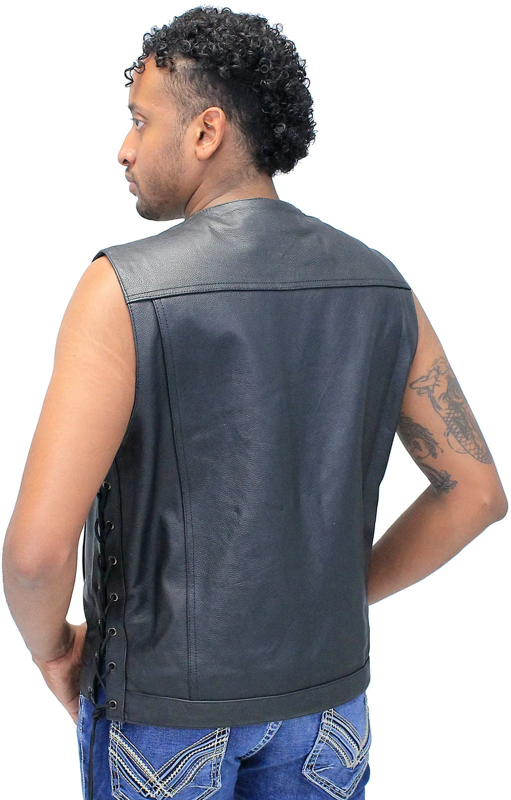 Men's Side Lace V-Neck Vest w/Easy Access Pocket #VM2645GZLK