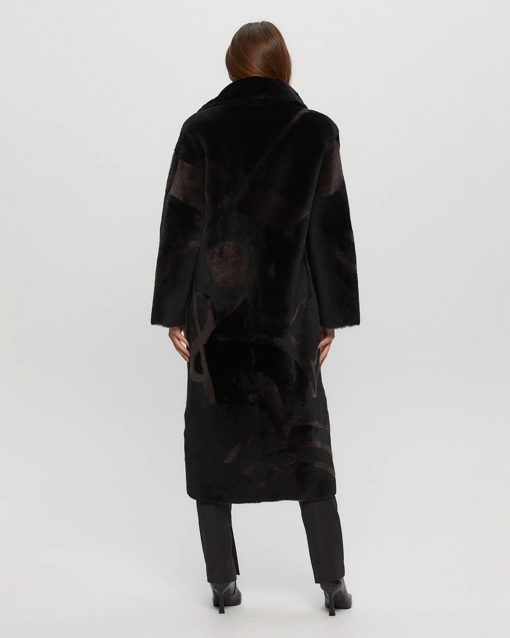 Merino Shearling Lamb Coat with Intarsia