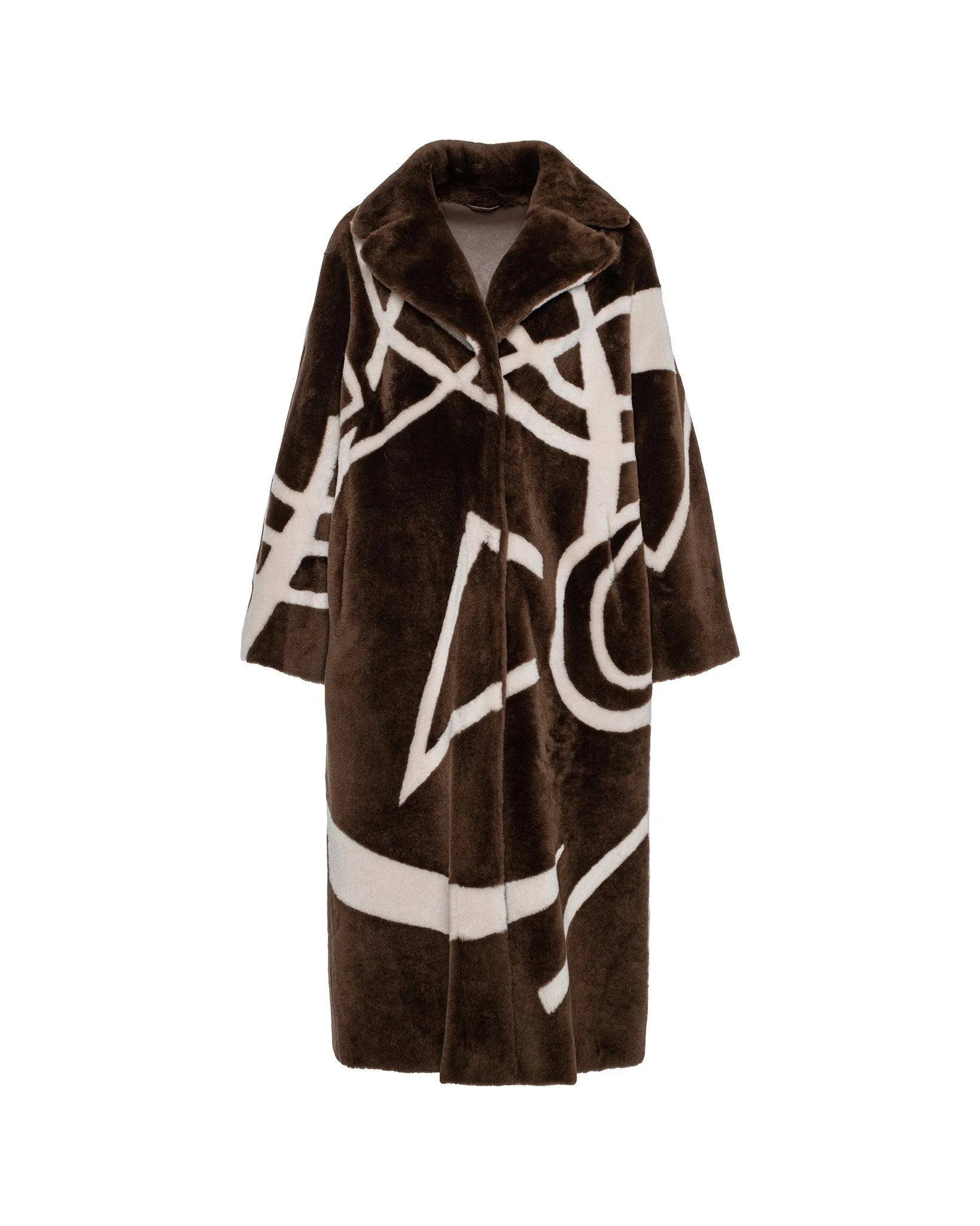 Merino Shearling Lamb Coat with Intarsia