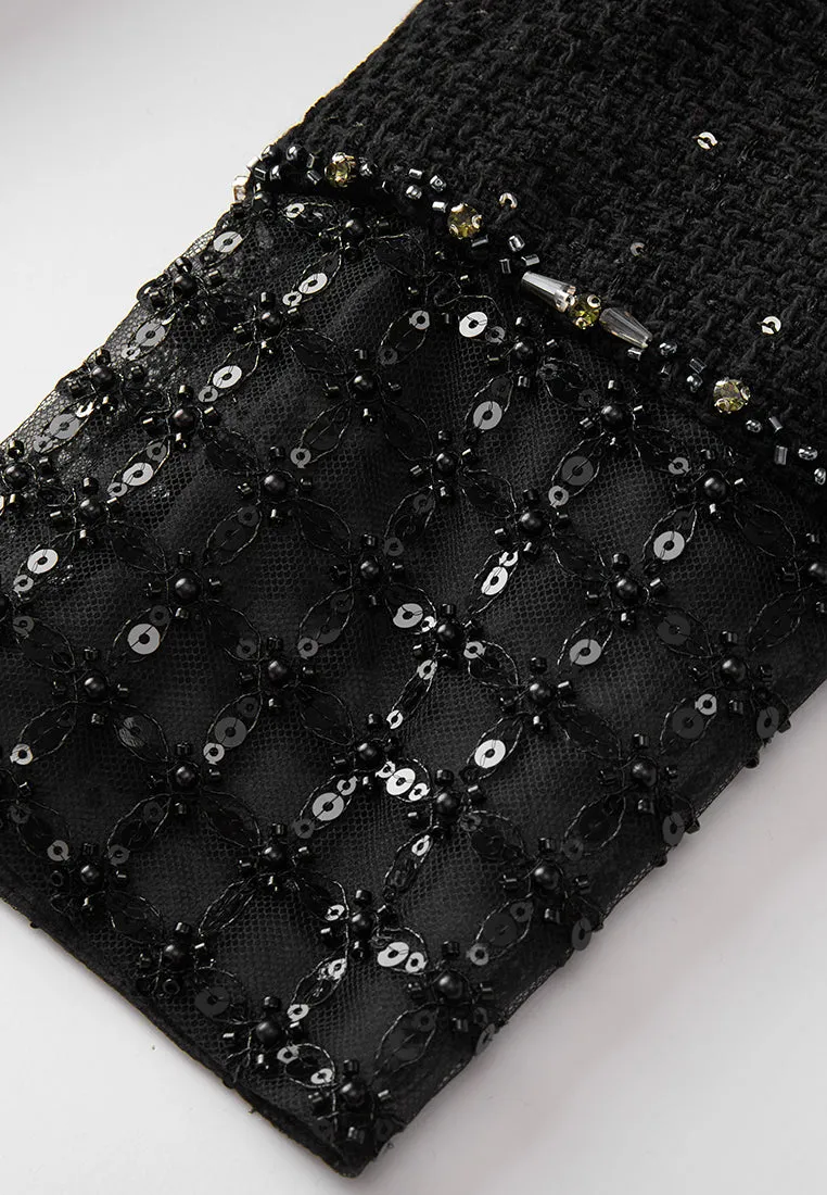 Mesh Sleeves Sequin-detail Dress