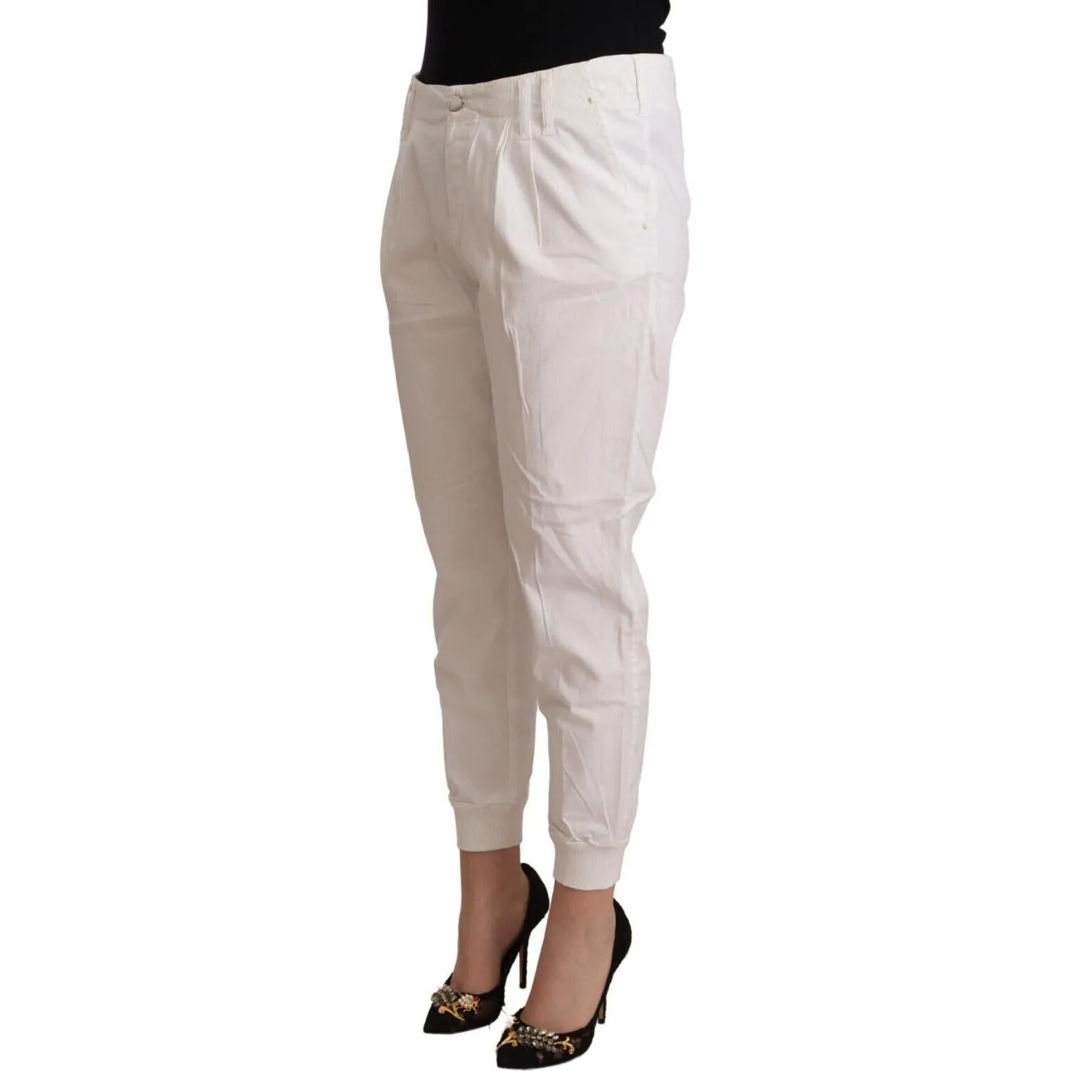 Met Chic White Tapered Cropped Pants