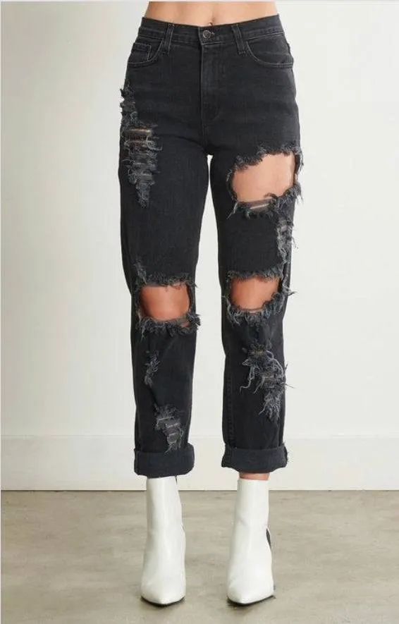 Mia Distressed Mom Jeans (dark)