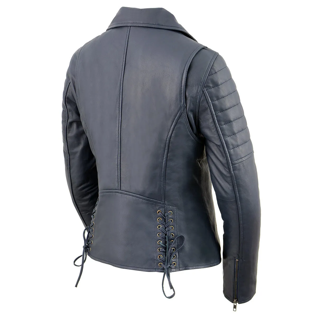 Milwaukee Leather Women's Duchess Blue Motorcycle Style Fashion Casual Leather Jacket SFL2870