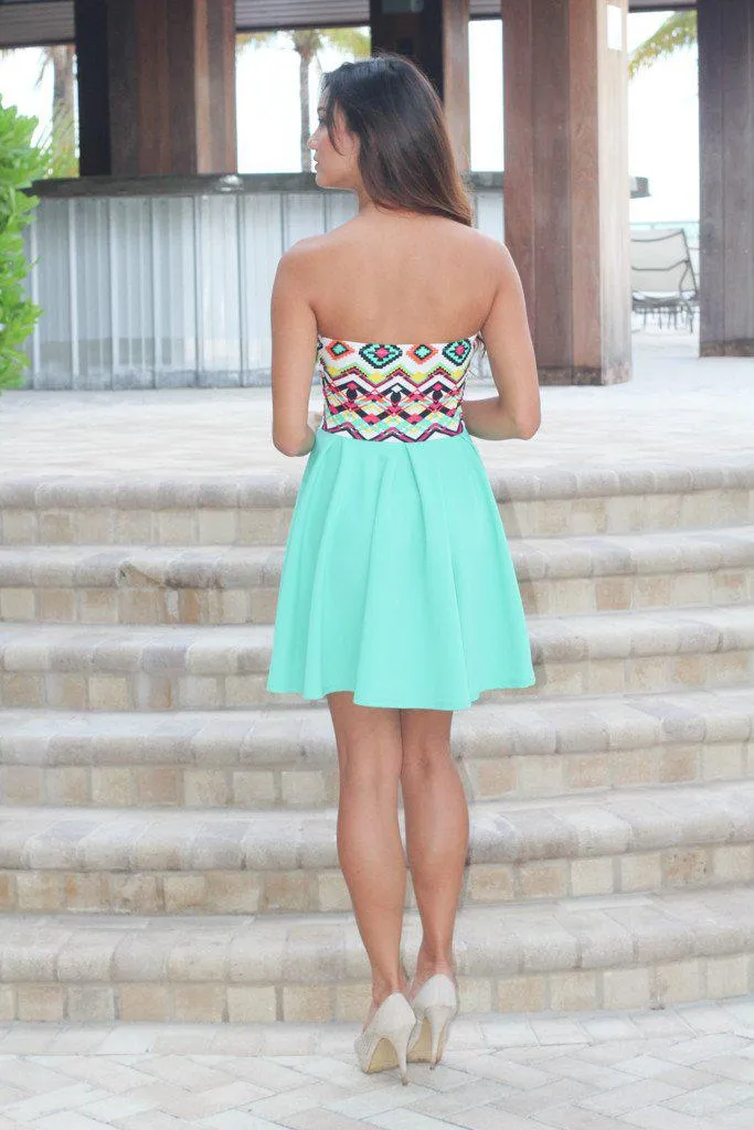 Mint Aztec Short Dress