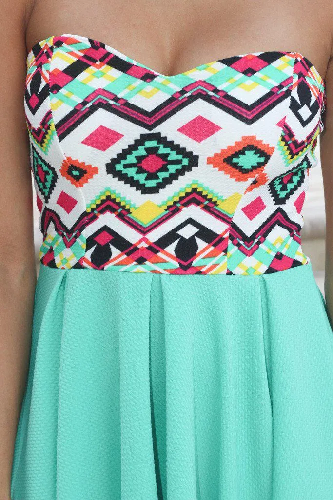 Mint Aztec Short Dress