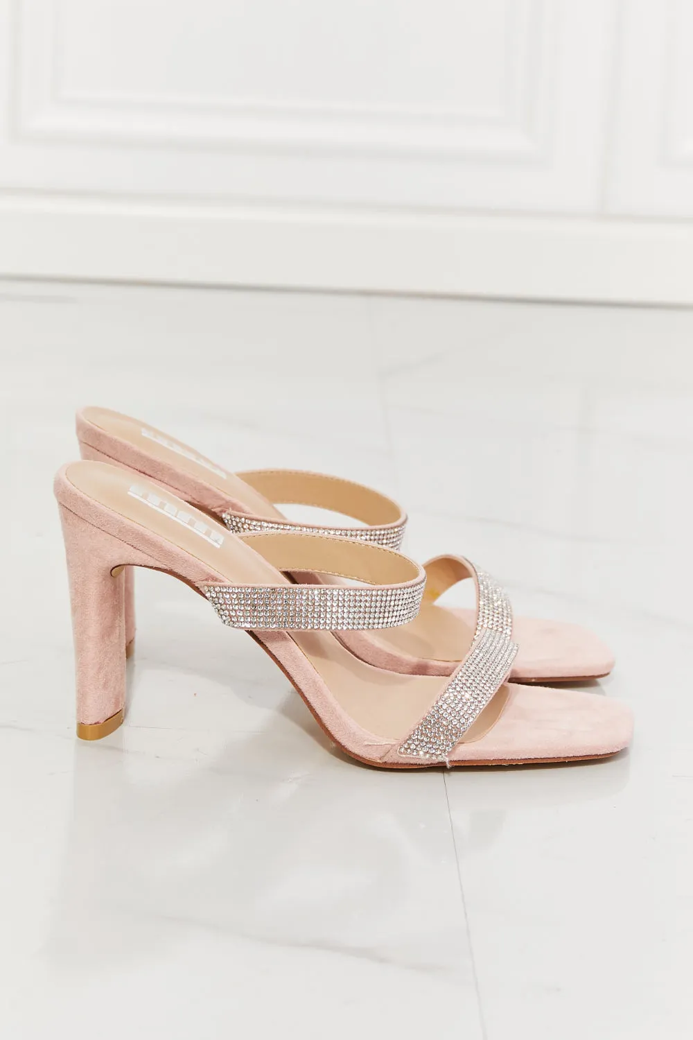 MMShoes Leave A Little Sparkle Rhinestone Block Heel Sandal in Pink - Ships from The US