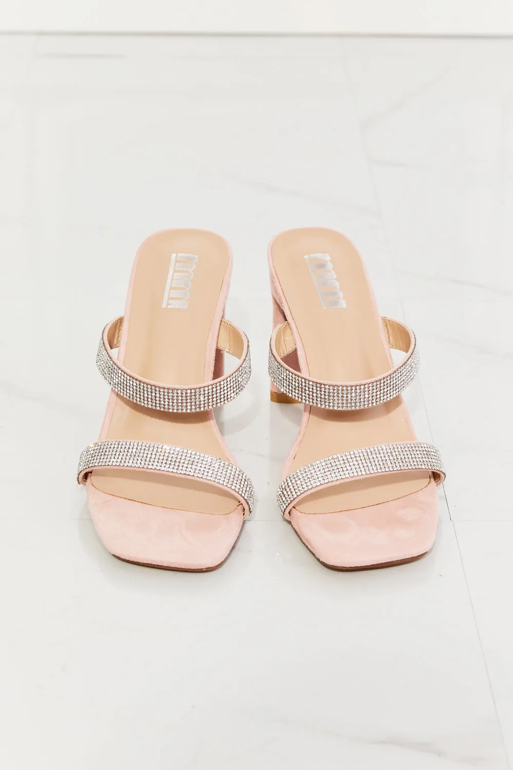 MMShoes Leave A Little Sparkle Rhinestone Block Heel Sandal in Pink - Ships from The US