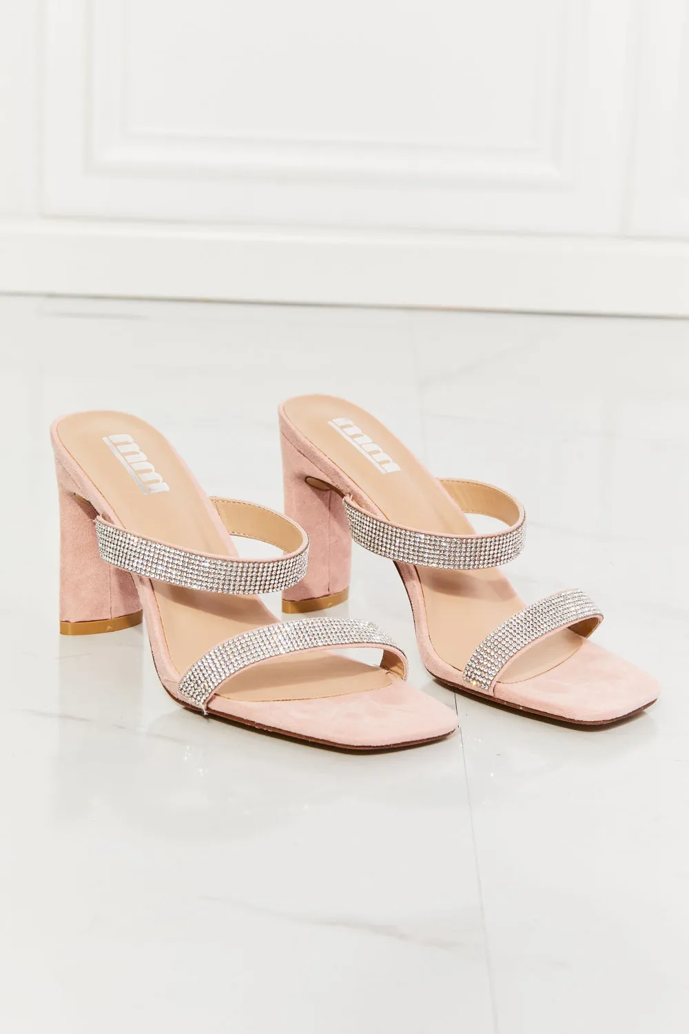 MMShoes Leave A Little Sparkle Rhinestone Block Heel Sandal in Pink - Ships from The US