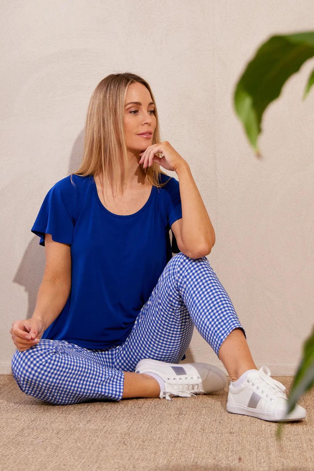 Moira Pants - Royal Blue Gingham