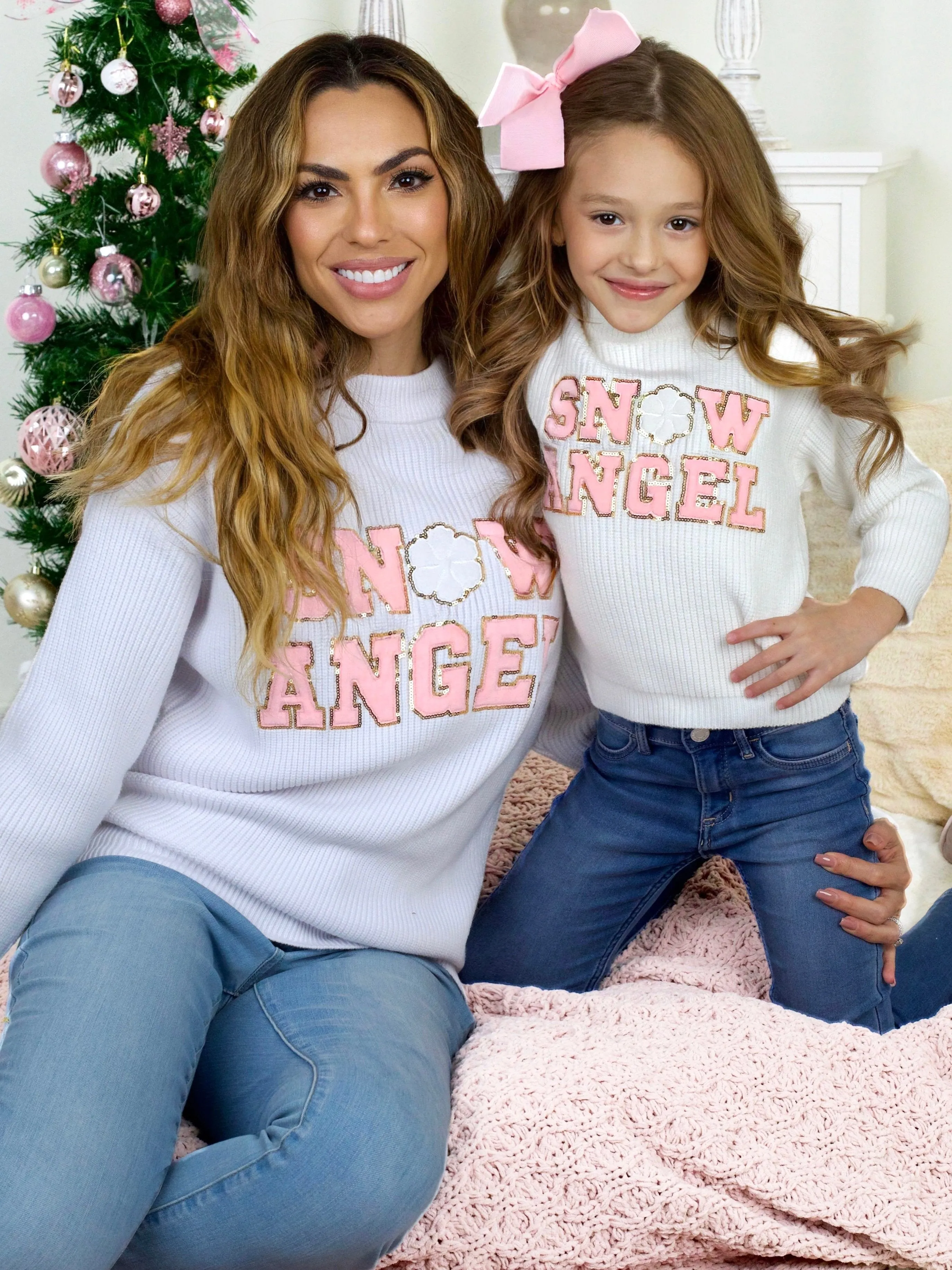 Mommy and Me Cozy Snow Angel Christmas Sweater