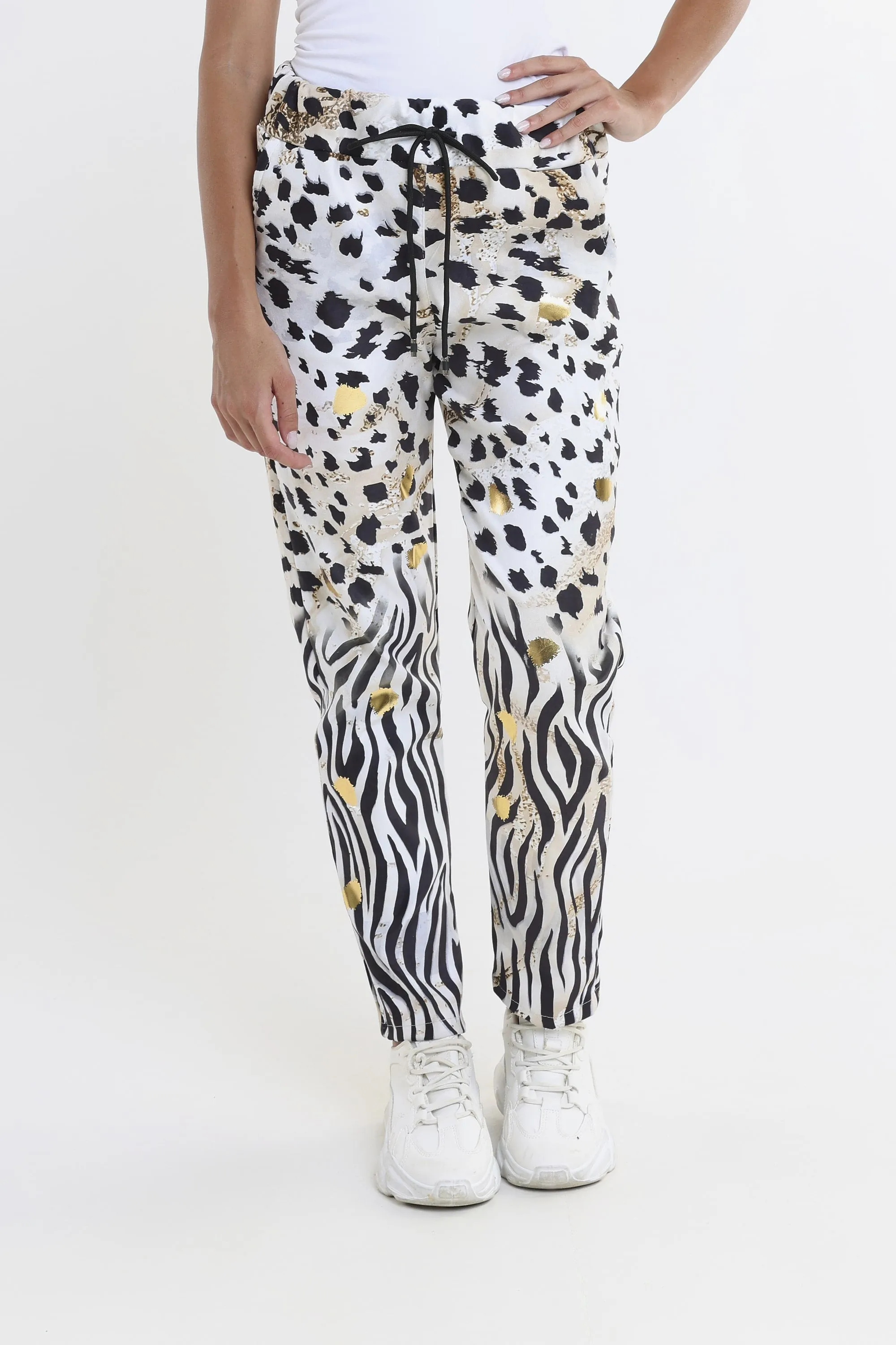 Multi Leopard Sonya Sueded Drawstring Pant (PL610M)