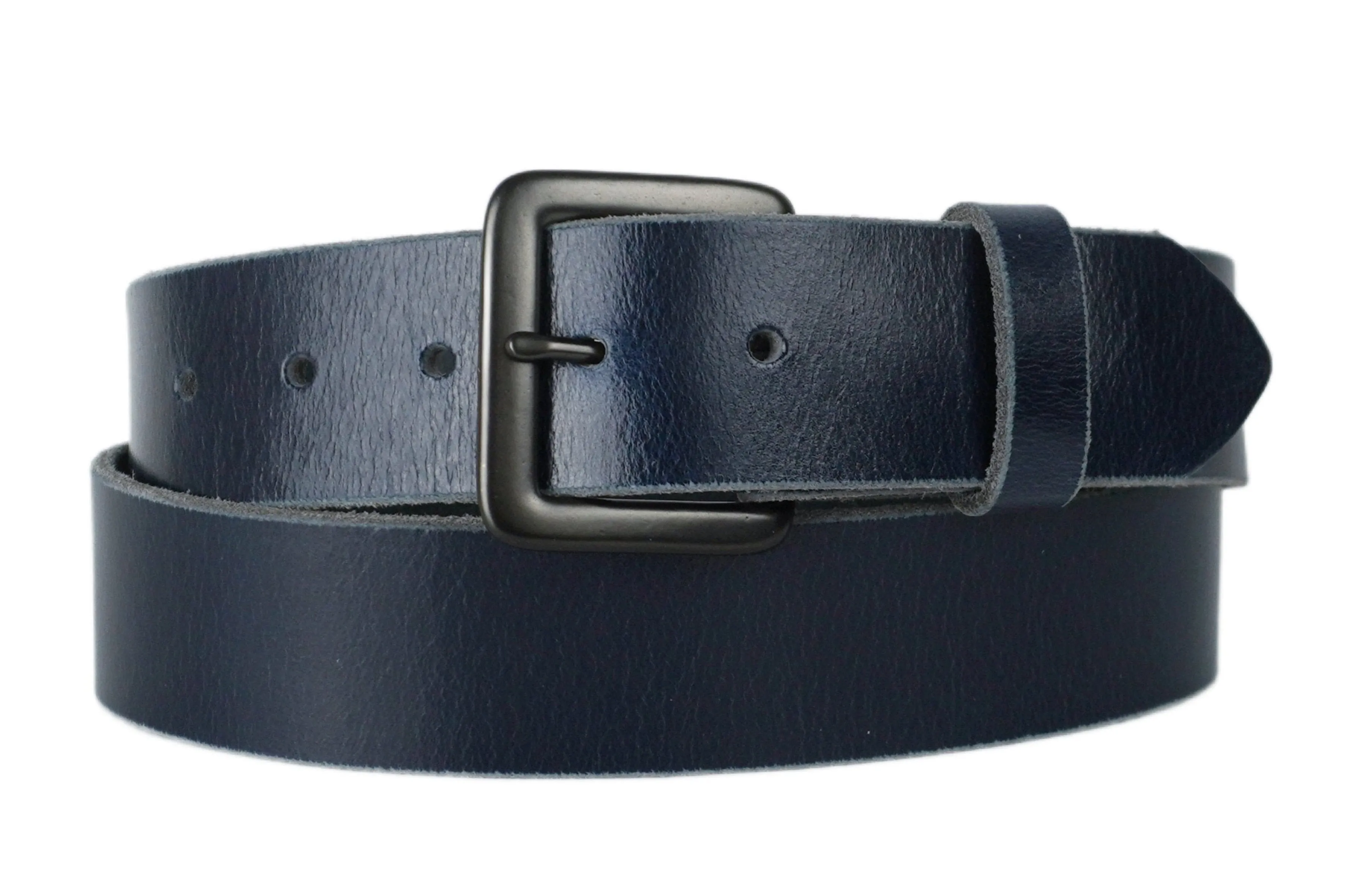 Navy Blue Leather Belt