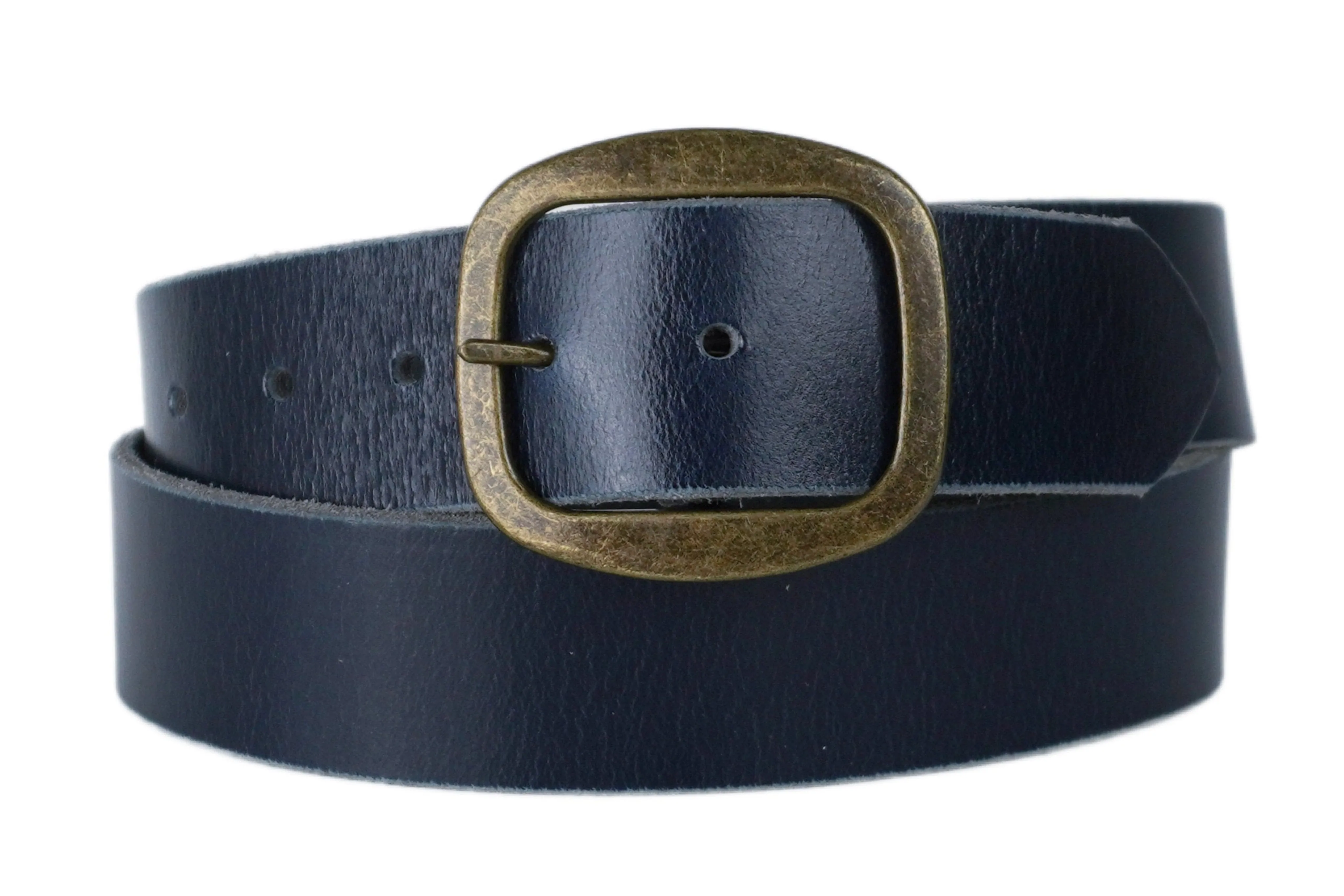 Navy Blue Leather Belt