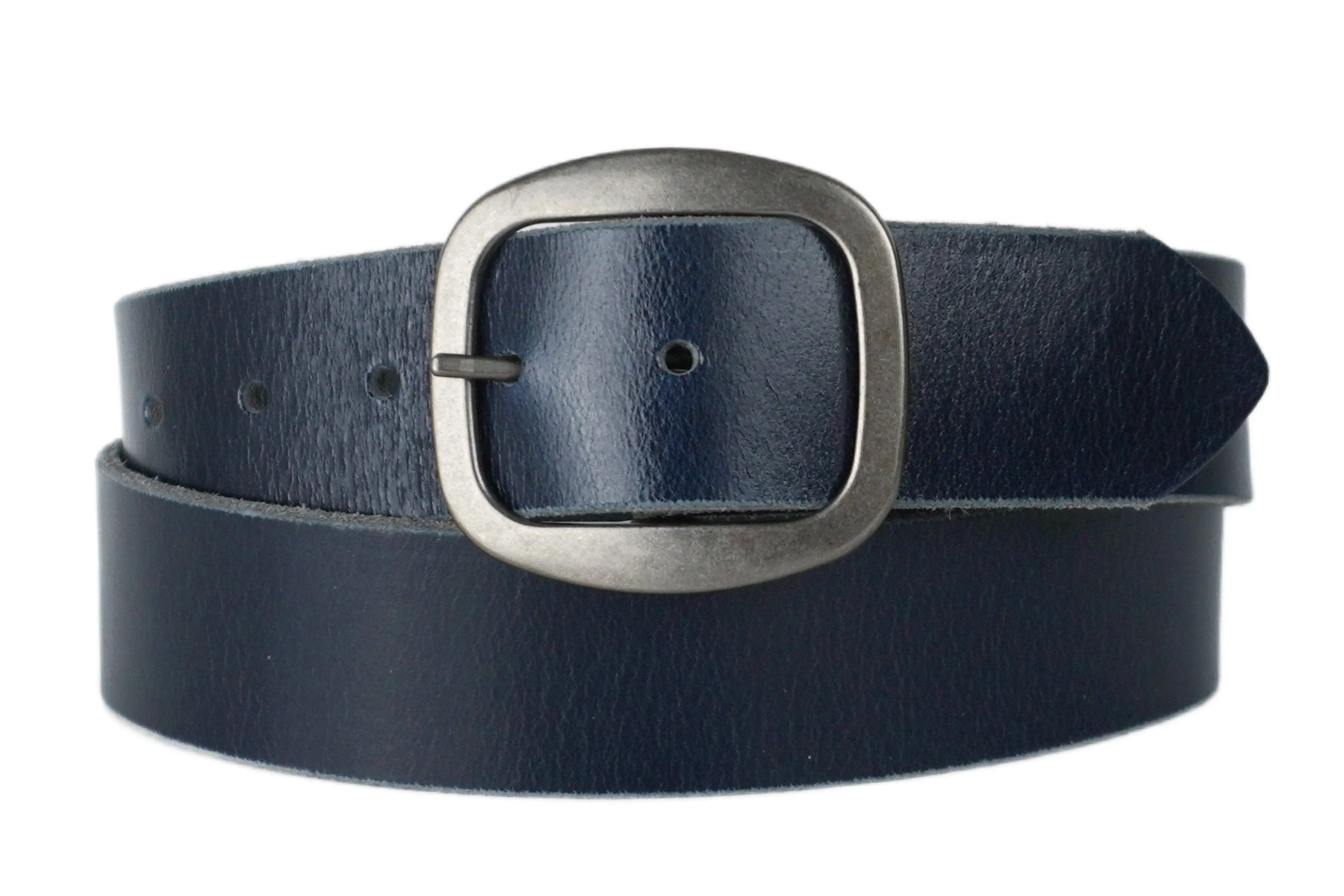 Navy Blue Leather Belt