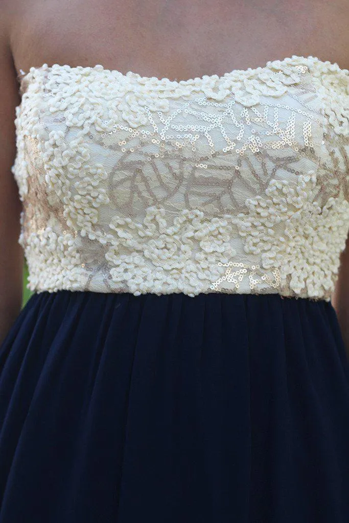 Navy Maxi Dress with Sequin Top