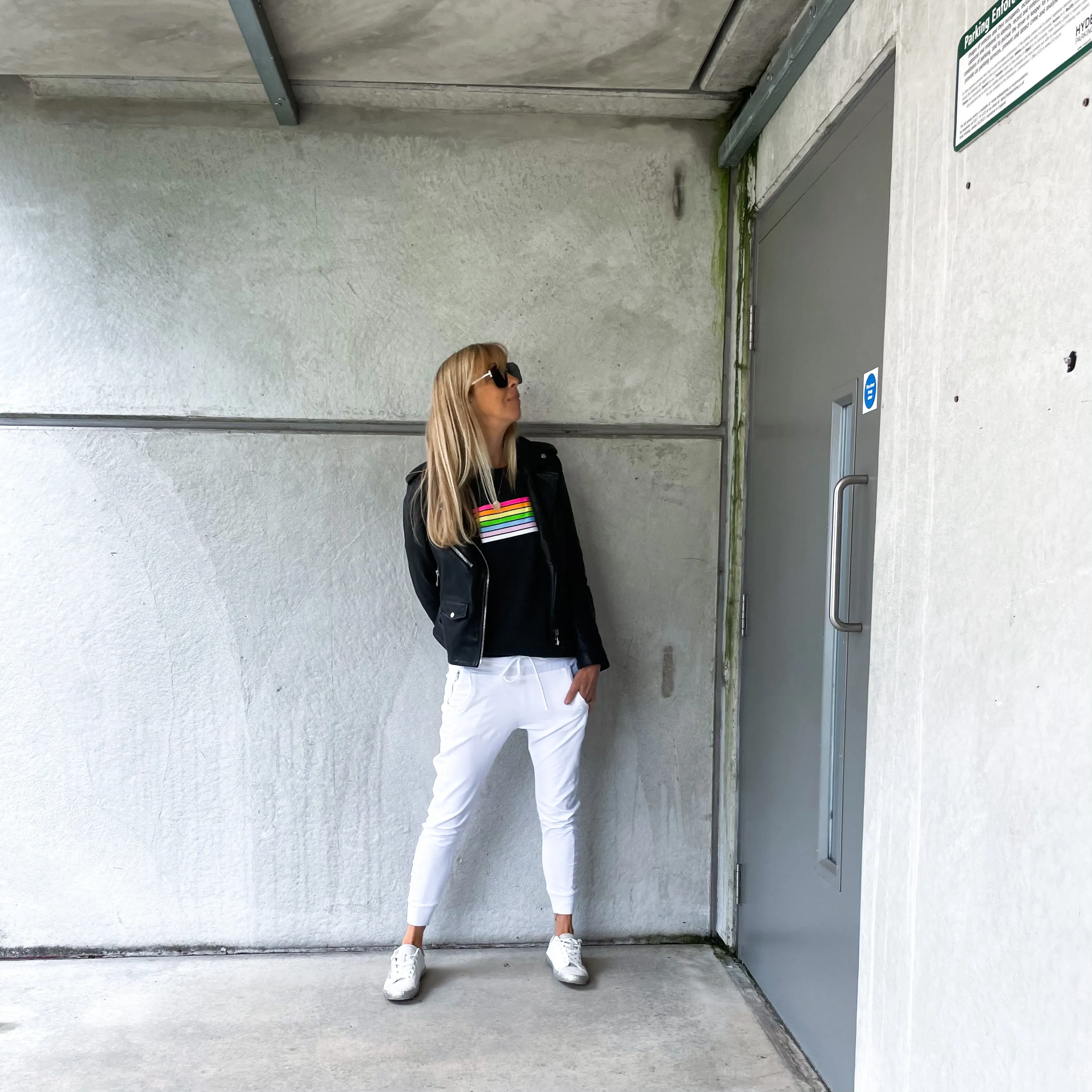 Neon rainbow & star charcoal grey marl sweatshirt *new*