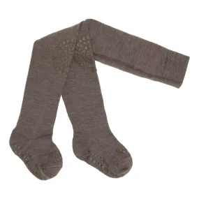 Non-slip crawling tights with grip for babies and toddlers - Merino Wool - Brown Melange