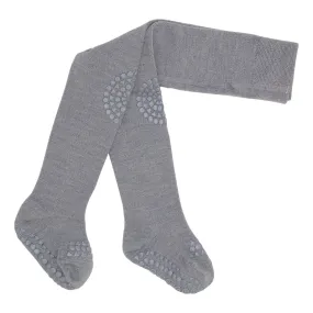 Non-slip crawling tights with grip for babies and toddlers- Merino Wool - Grey Melange