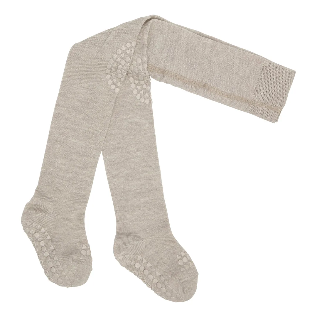 Non-slip crawling tights with grip for babies and toddlers- Merino Wool - Sand