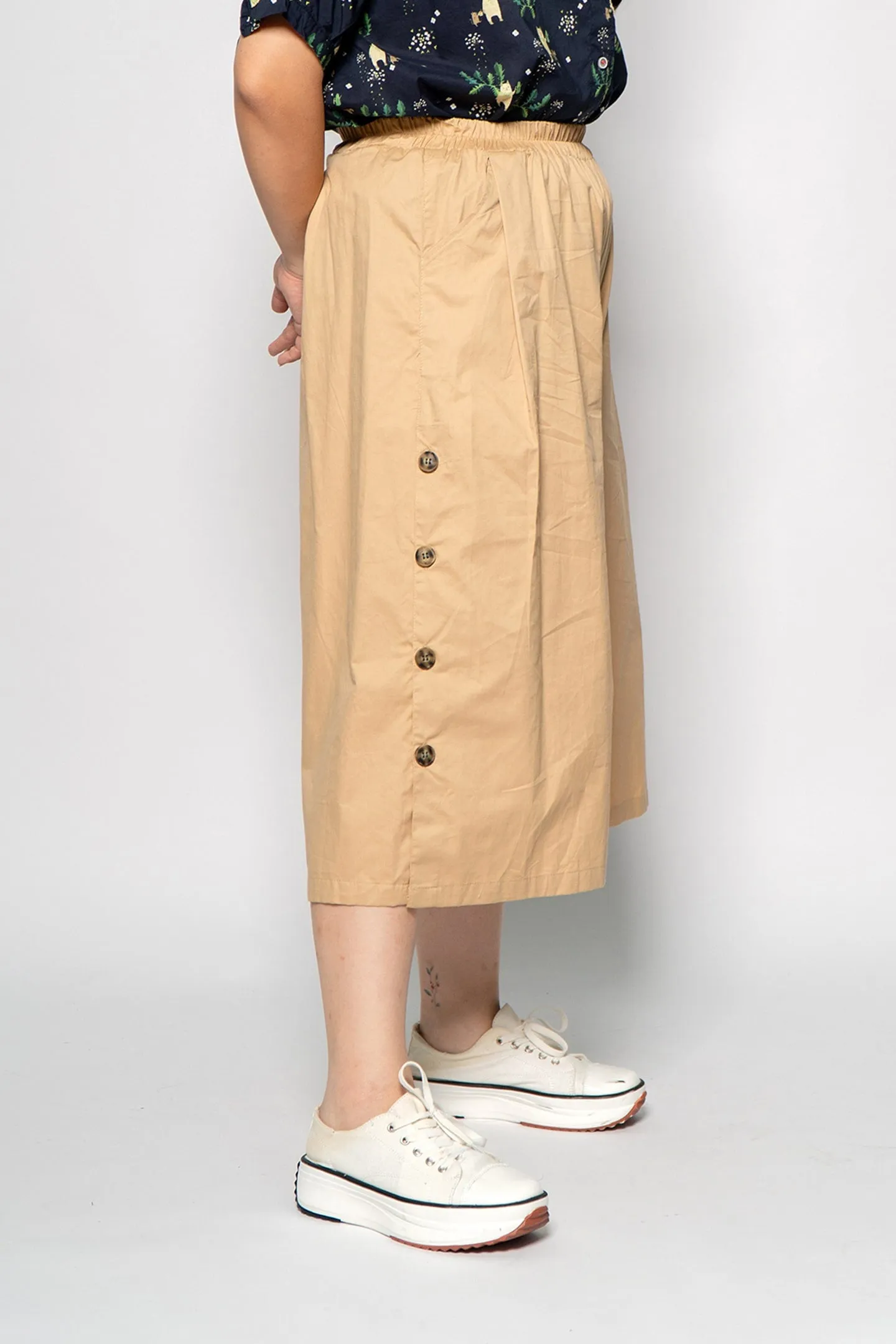 Oscar Button Culottes in Khaki