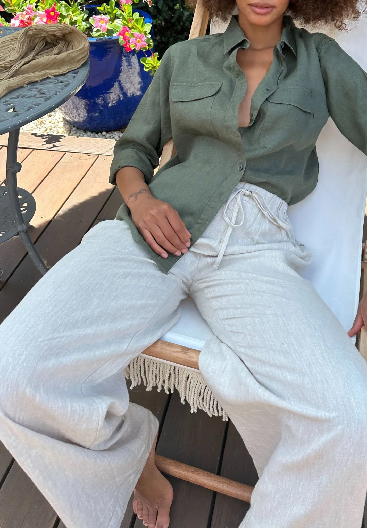 Palazzo Natural Linen Pants