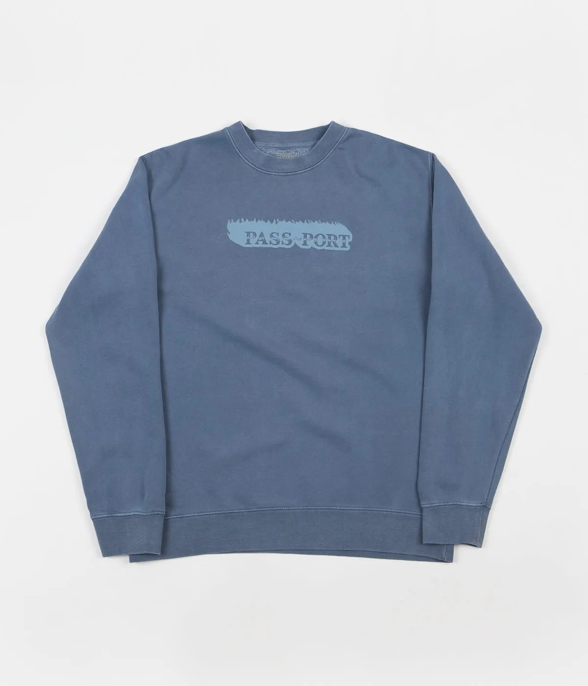 Pass Port Icy Hot Puff Pigment Dyed Crewneck Sweatshirt  - Blue Slate