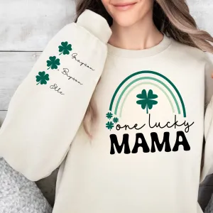 Personalized St. Patrick's Day Mama Sweatshirt with Names on the Sleeve