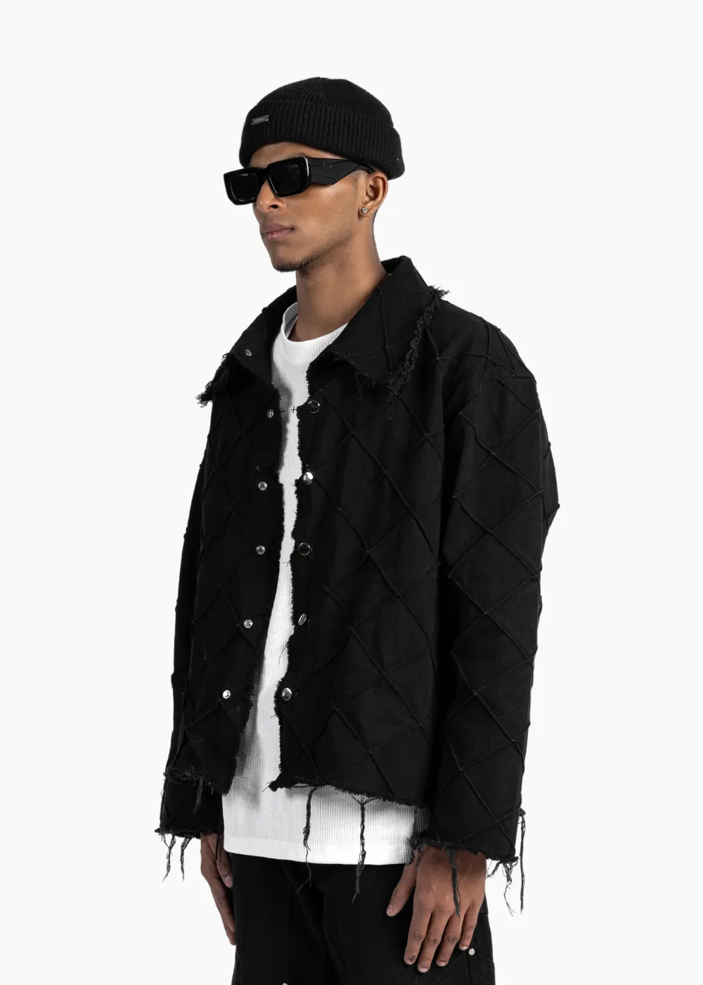 PIN TUCKS JACKET - BLACK