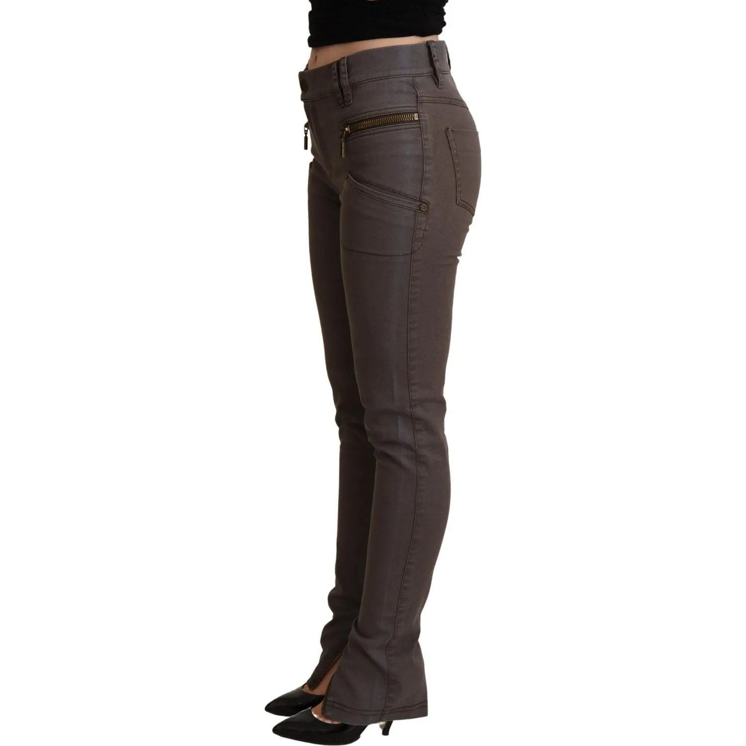 PLEIN SUD Chic Brown Slim-Fit Skinny Jeans