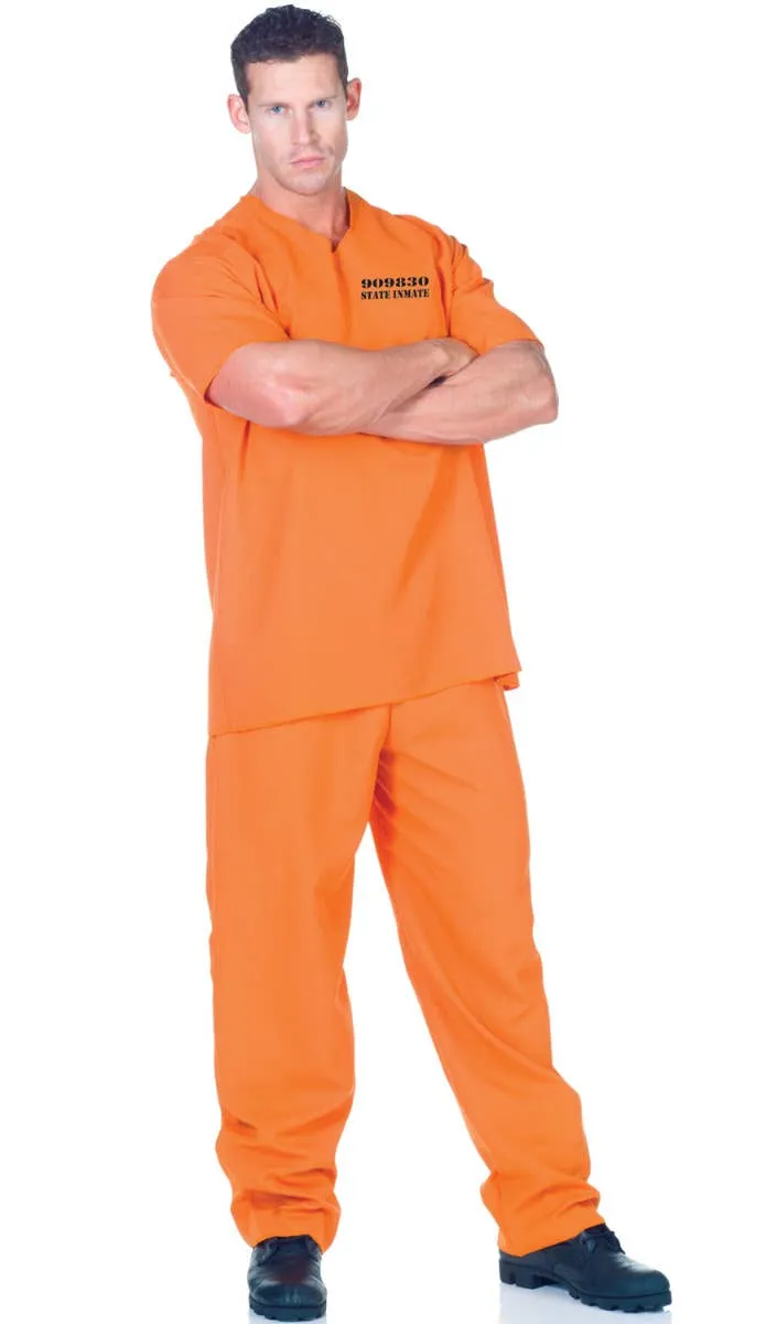 Public Offender Mens Plus Size Orange Prisoner Costume