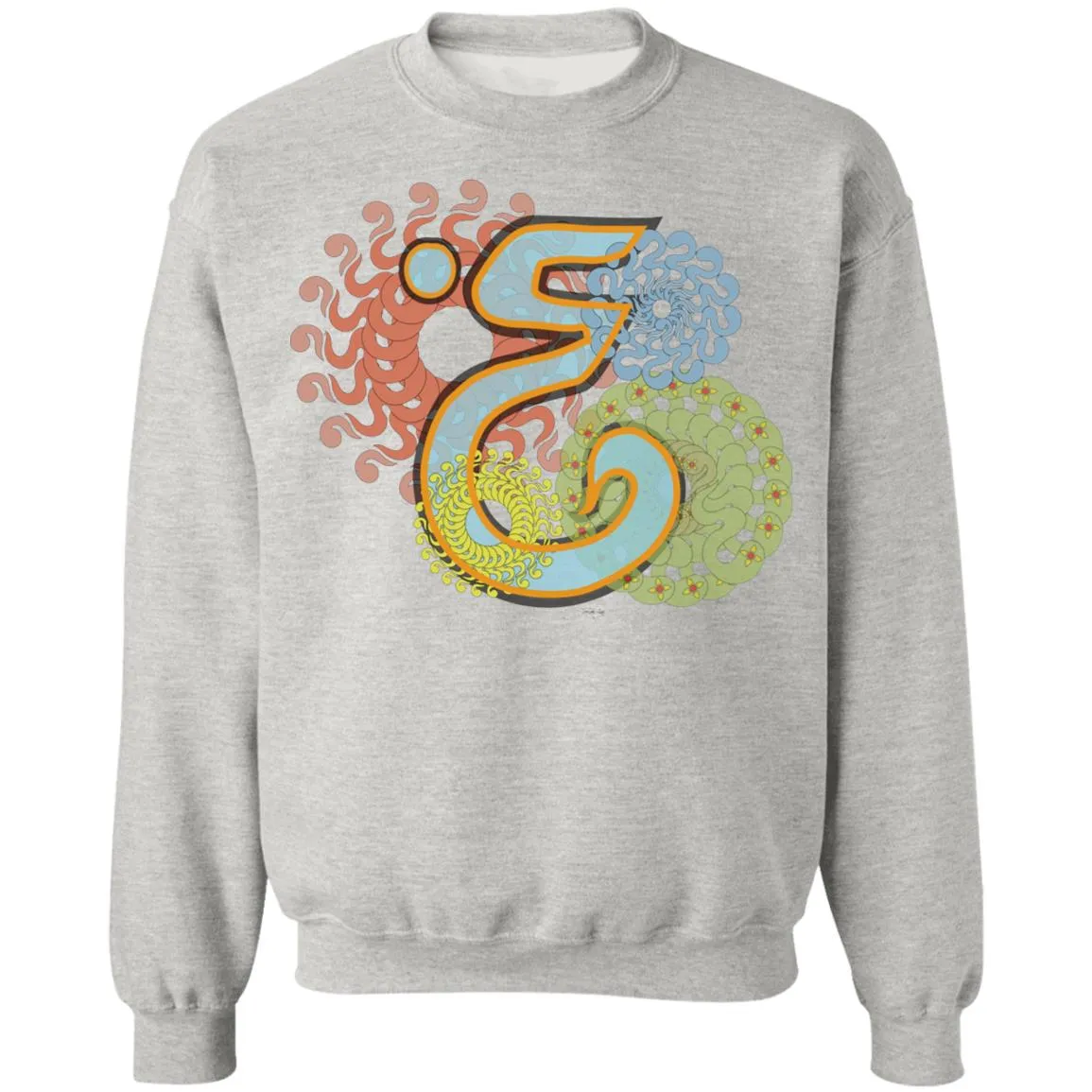 Pullover Sweatshirt with Arabic Initial - 'Ghayn' (غ)