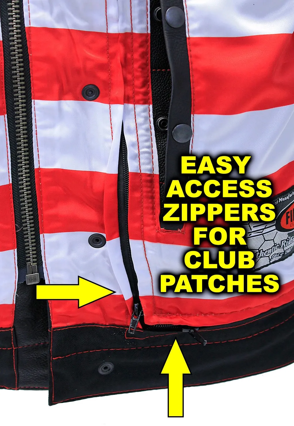 Red Stitch Flag Lined Ultra Premium Club Vest #VM684FLAGR