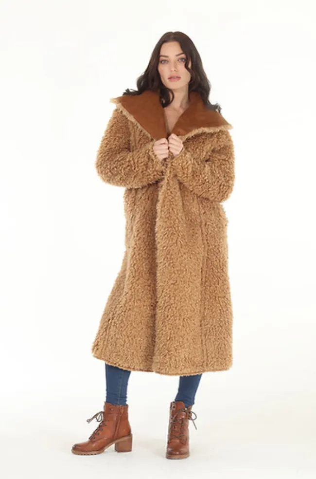 Reversible Faux & Suede Shearling Coat