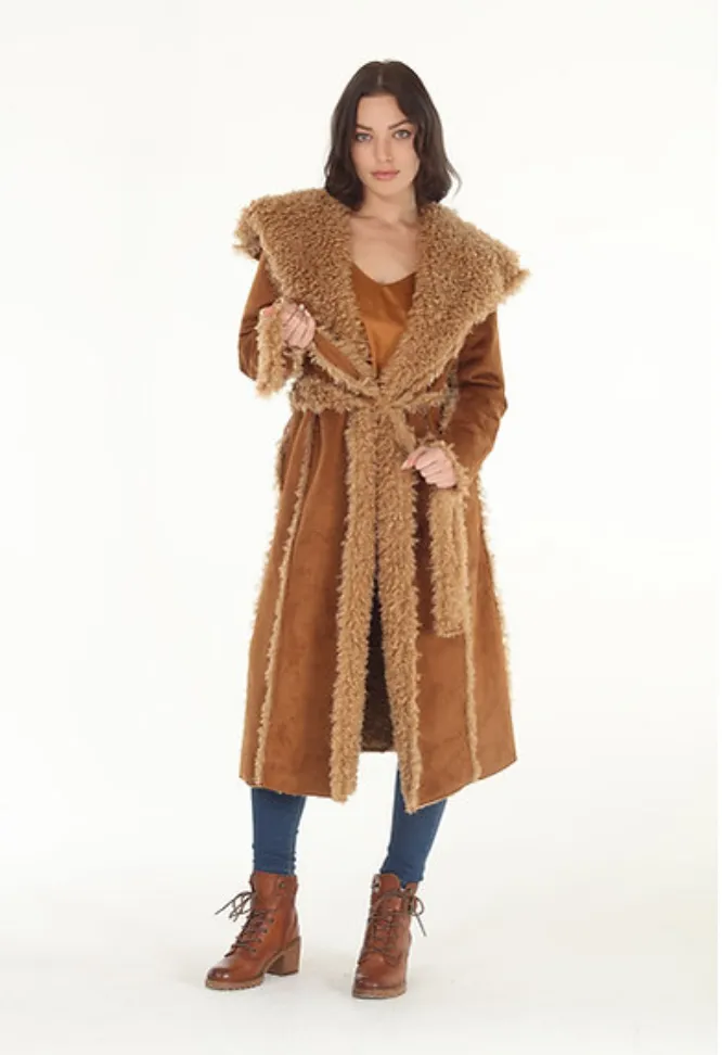 Reversible Faux & Suede Shearling Coat