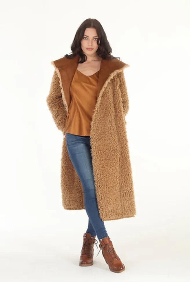 Reversible Faux & Suede Shearling Coat