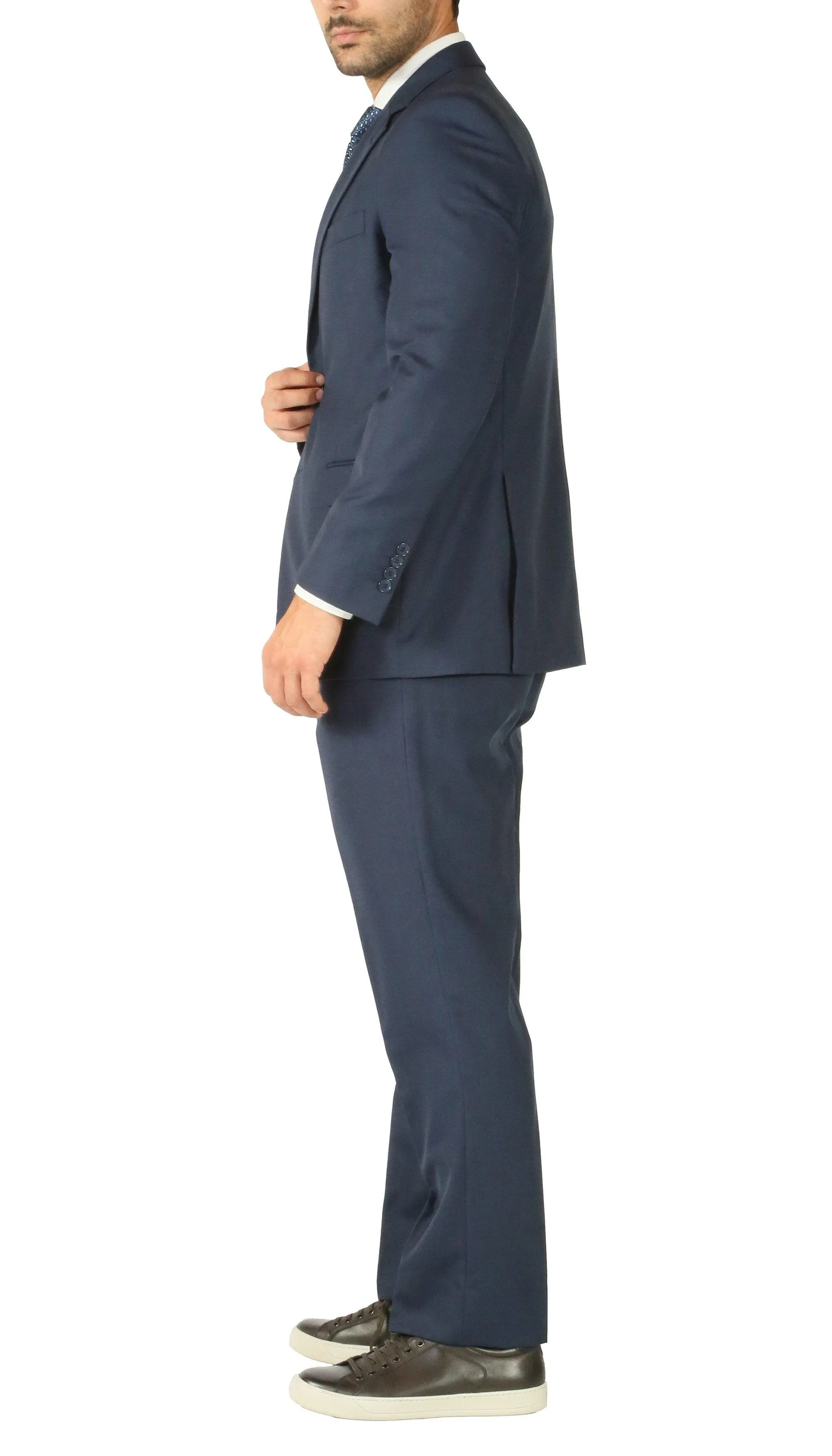 Rod Premium Blue Wool 2 Piece Suit Stain Resistant Traveler Suit - w 2 Pairs of Pants