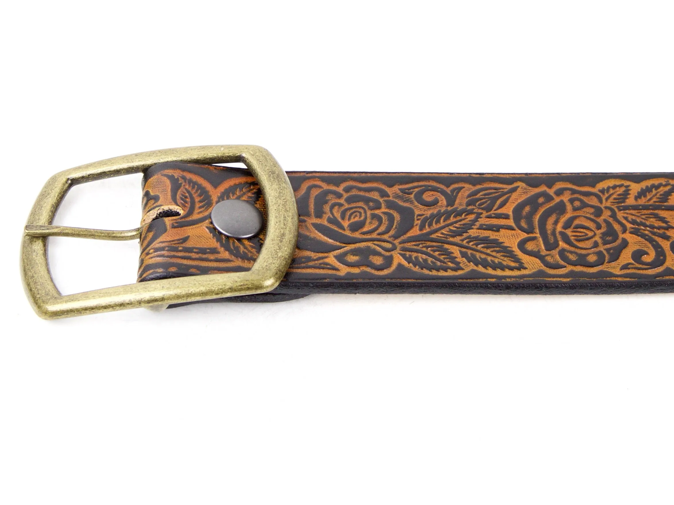 Rose Garden Wide Leather Belt